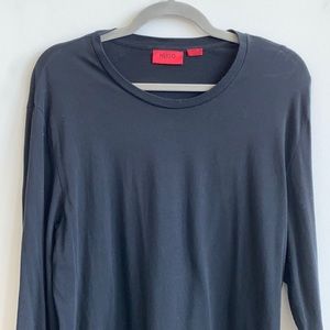 Hugo Boss men’s plain black long sleeve cotton shirt XXL